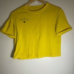Small yellow cropped T-shirt, “honey” design